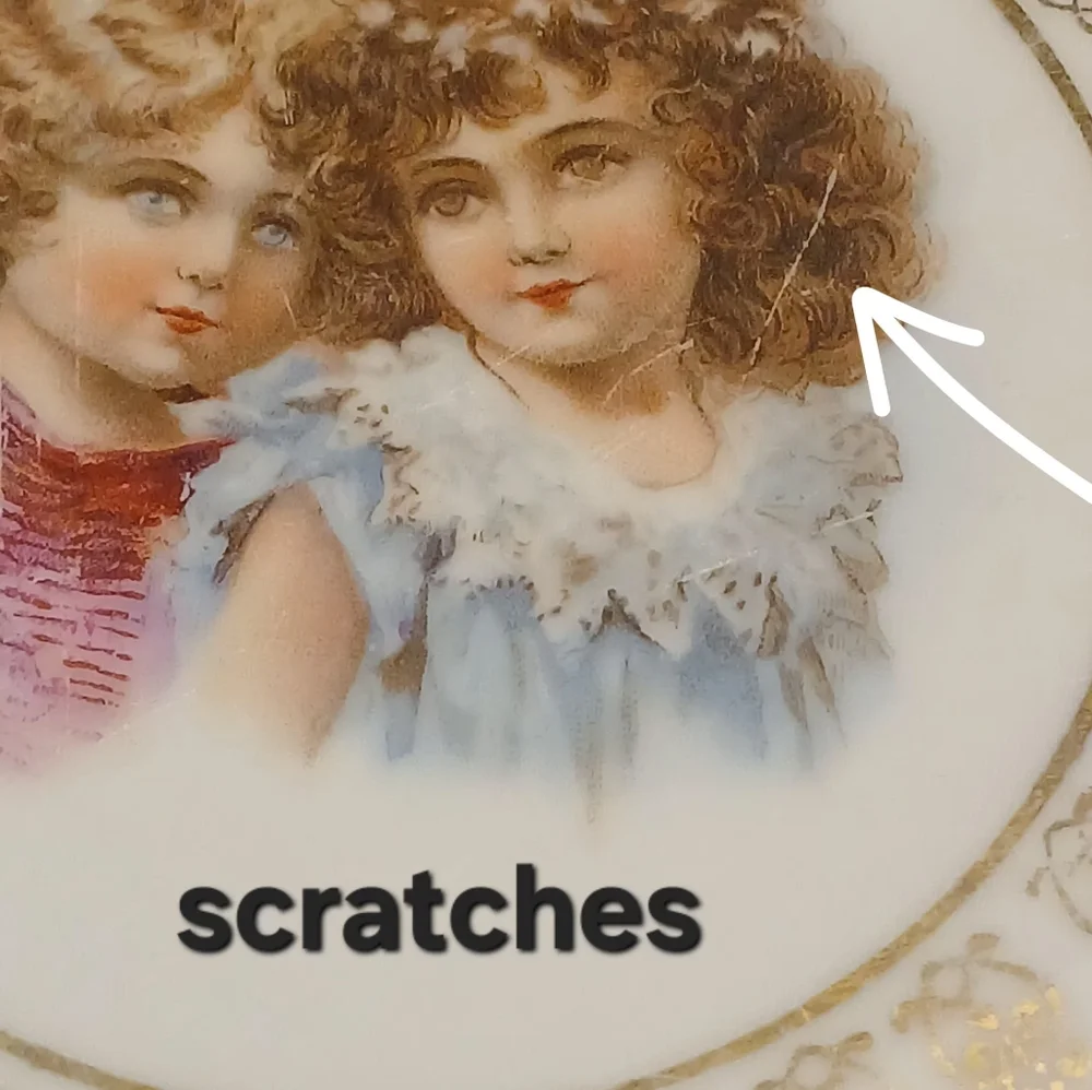 Vintage Decorative Plate with Child Portraits